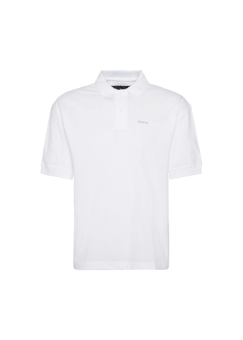 Barbour Polo manica corta da uomo Hexham Oversized bianca