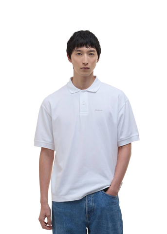 Barbour Polo manica corta da uomo Hexham Oversized bianca