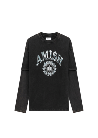 Amish T-Shirt unisex a manica lunga Double Layer nera