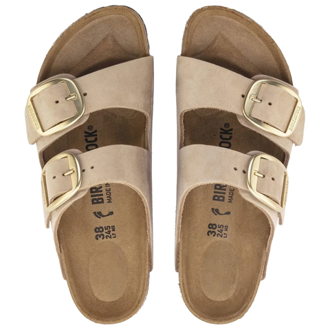 Birkenstock Damen Sandale Arizona Big Buckle aus Leder (Schmale Weite) Beige