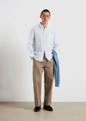 Farah Camicia rigata da uomo Stanford Poplin celeste