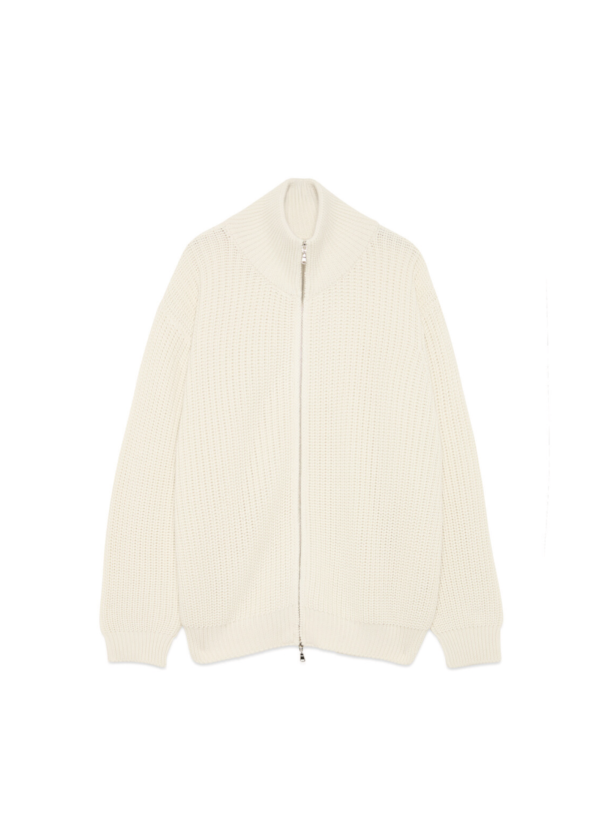 Amish Cardigan unisex in maglia a coste con zip Heavy bianco