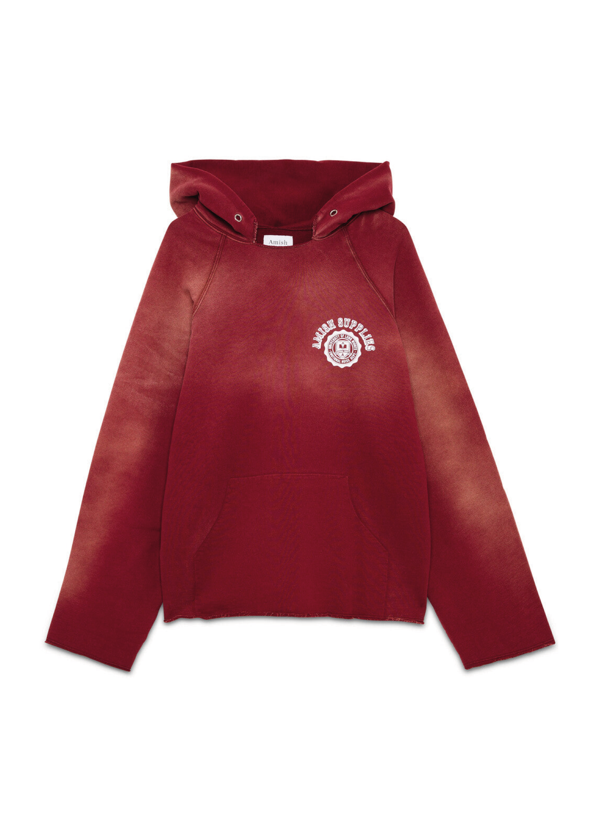 Amish Felpa con cappuccio unisex Raw Edge bordeaux