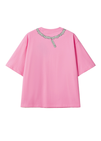 Ssstufff T-Shirt da uomo manica corta Necklace rosa