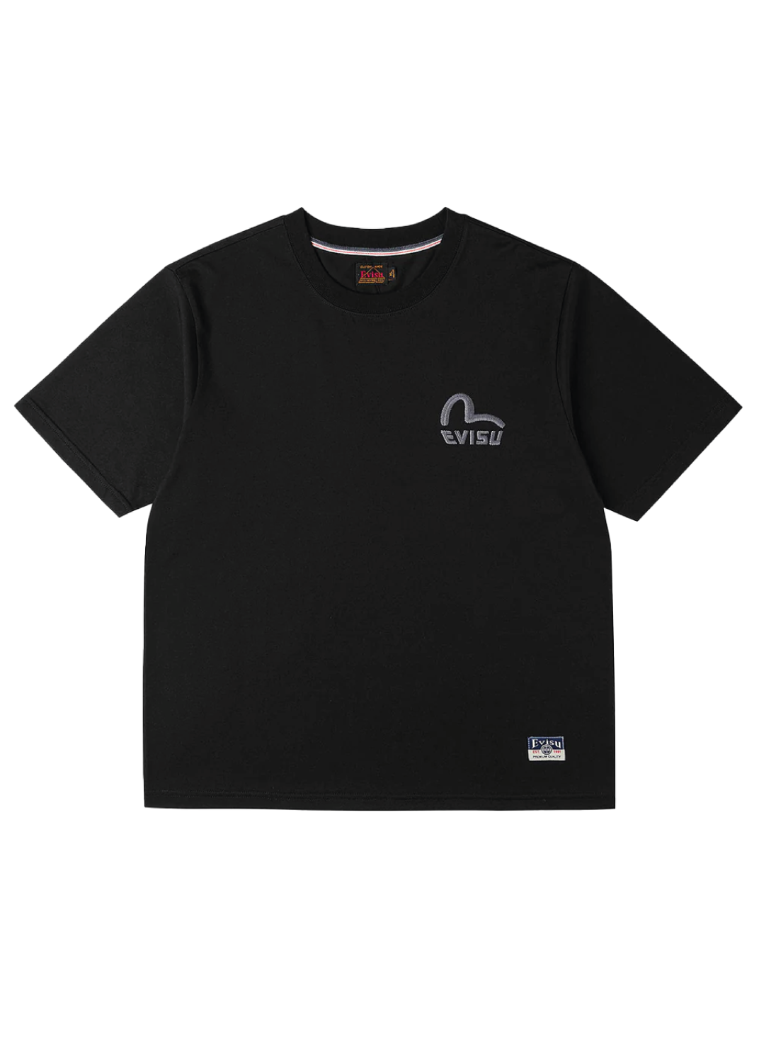 Evisu T-Shirt da uomo manica corta 2 Tone Emb Logo nera