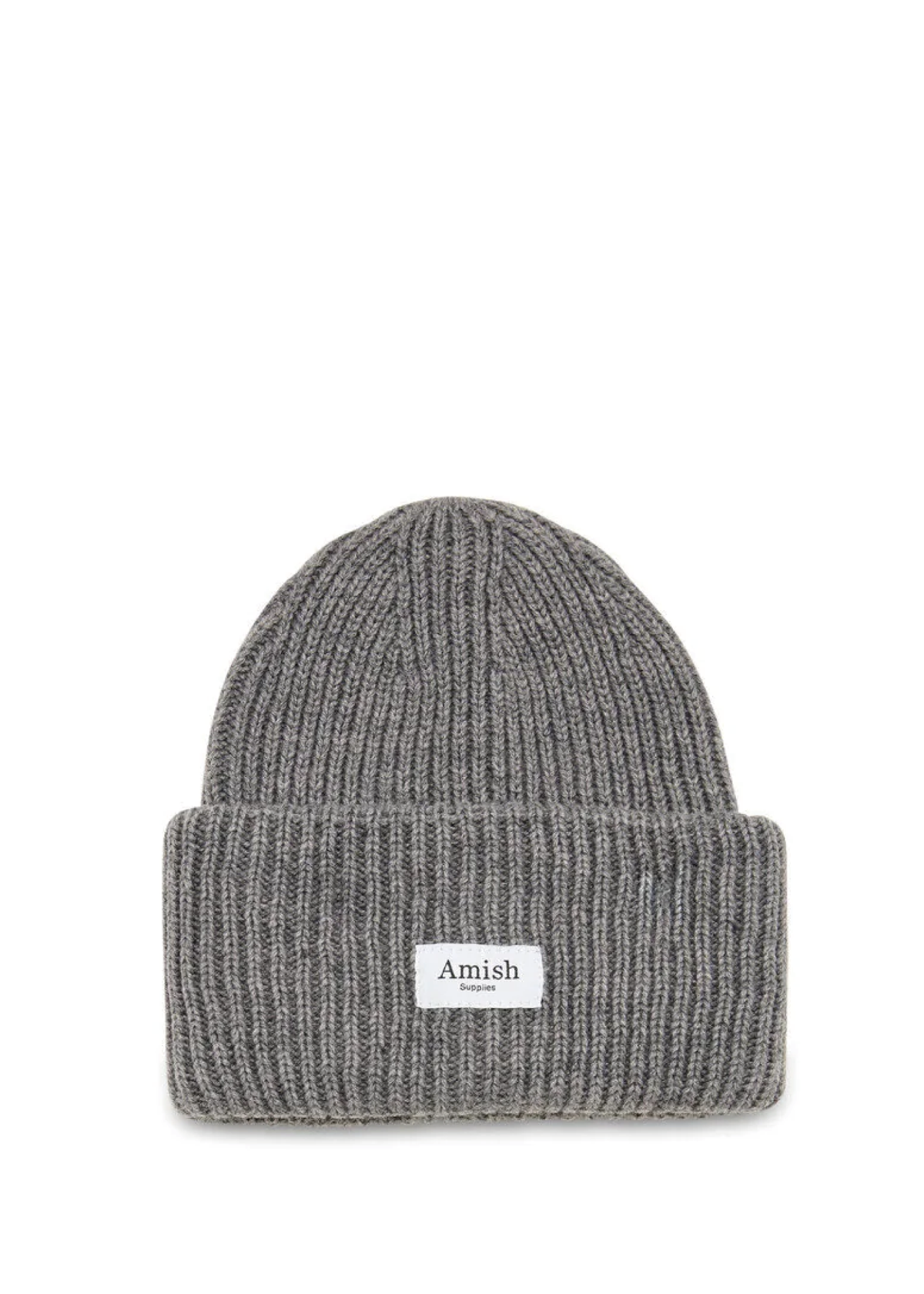 Amish Berretto Beanie Unisex in misto lana Logo grigio