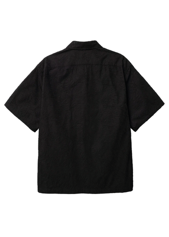 Woodbird Camicia da uomo manica corta Wang Embroidery nera