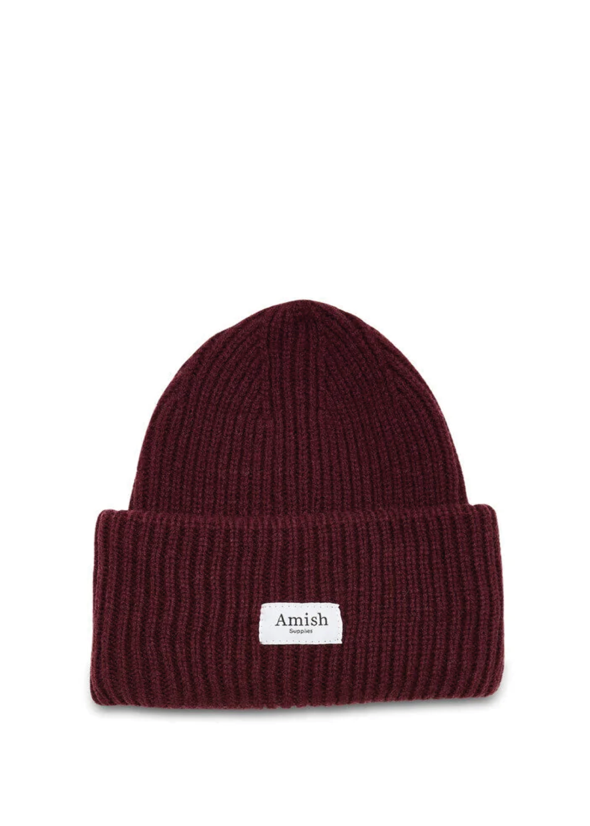 Amish Berretto Beanie Unisex in misto lana Logo bordeaux