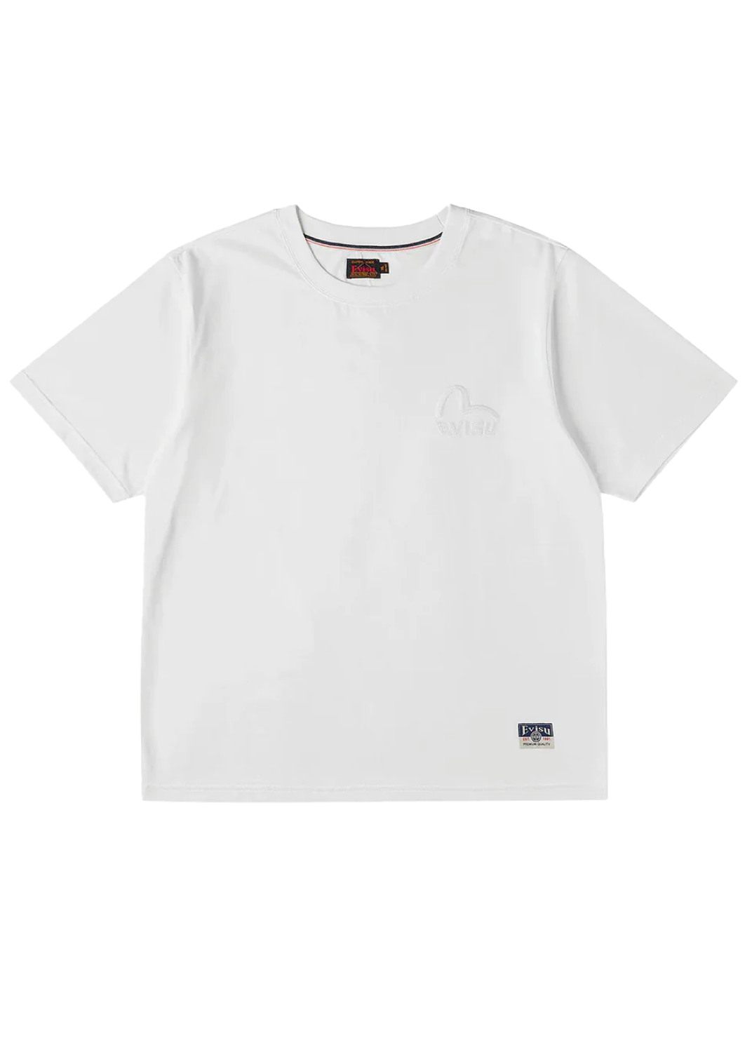 Evisu Men's Short Sleeve 2 Tone Emb Logo T-Shirt White
