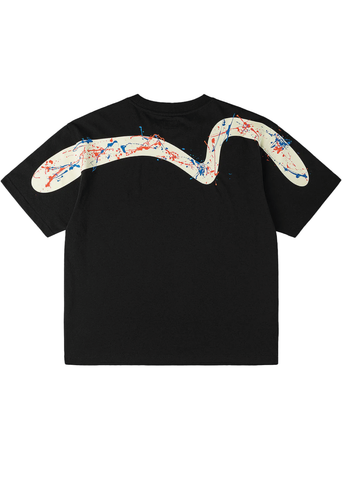Evisu Men's Short Sleeve Seagull Daicock Splash T-Shirt Black