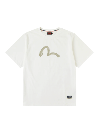 Evisu T-Shirt da uoma manica corta Hand Brush bianca