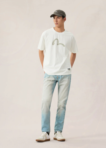 Evisu T-Shirt da uoma manica corta Hand Brush bianca