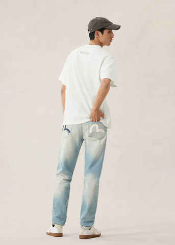 Evisu T-Shirt da uoma manica corta Hand Brush bianca