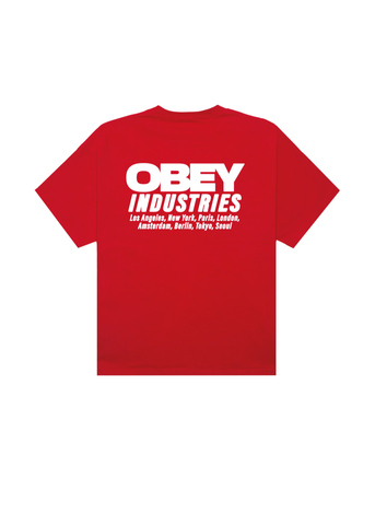 Obey T-Shirt da uomo manica corta Industries rossa