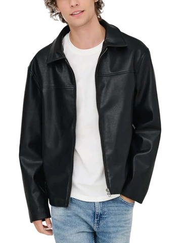 Only & Sons Men's Jack Faux Leather Jacket Black