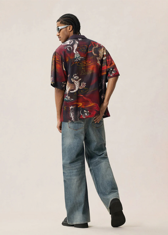 Evisu Camicia da uomo stampata Leopard All-over Print