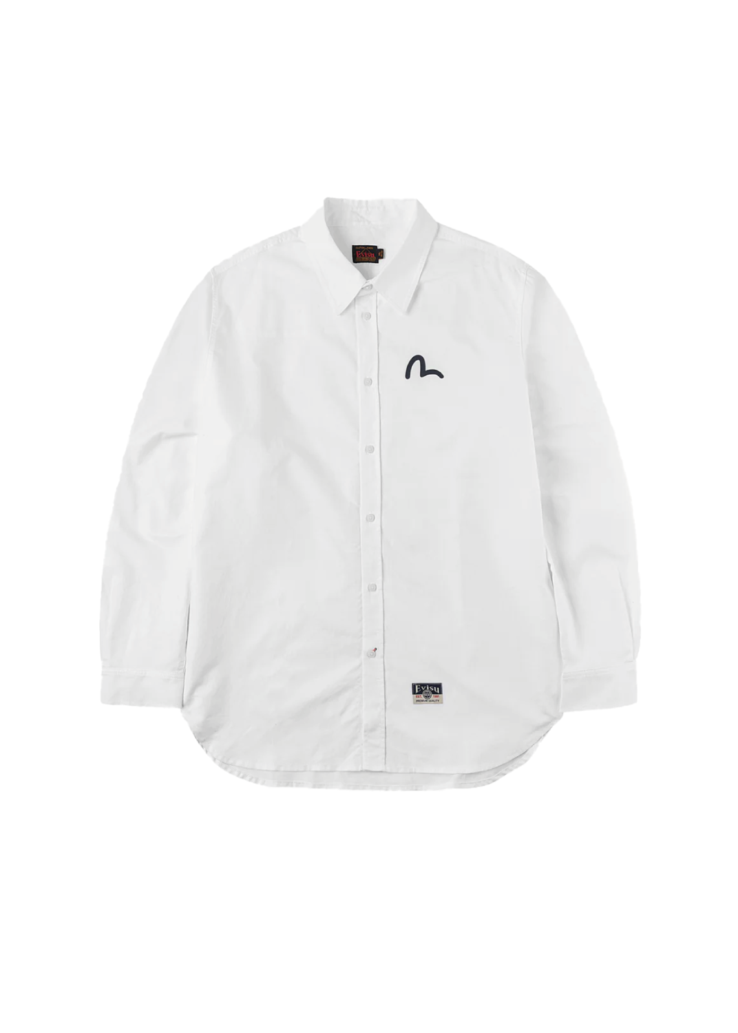 Evisu Camicia da uomo manica lunga Seagull Print Oxford bianca