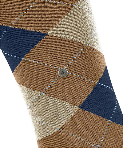 Burlington Gambaletti da uomo in Cotone Biologico con Fantasia Argyle King