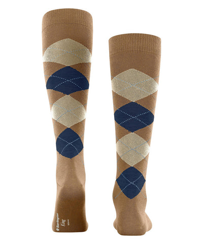 Burlington Gambaletti da uomo in Cotone Biologico con Fantasia Argyle King