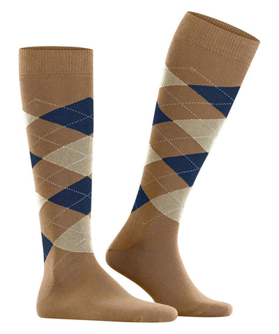Burlington Gambaletti da uomo in Cotone Biologico con Fantasia Argyle King