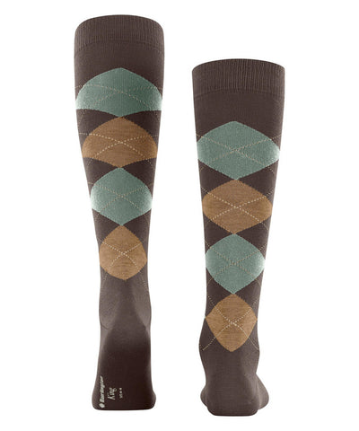 Burlington Gambaletti da uomo in Cotone Biologico con Fantasia Argyle King marrone