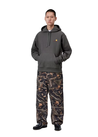 Carhartt Wip Felpa da uomo con cappuccio American Script grigia