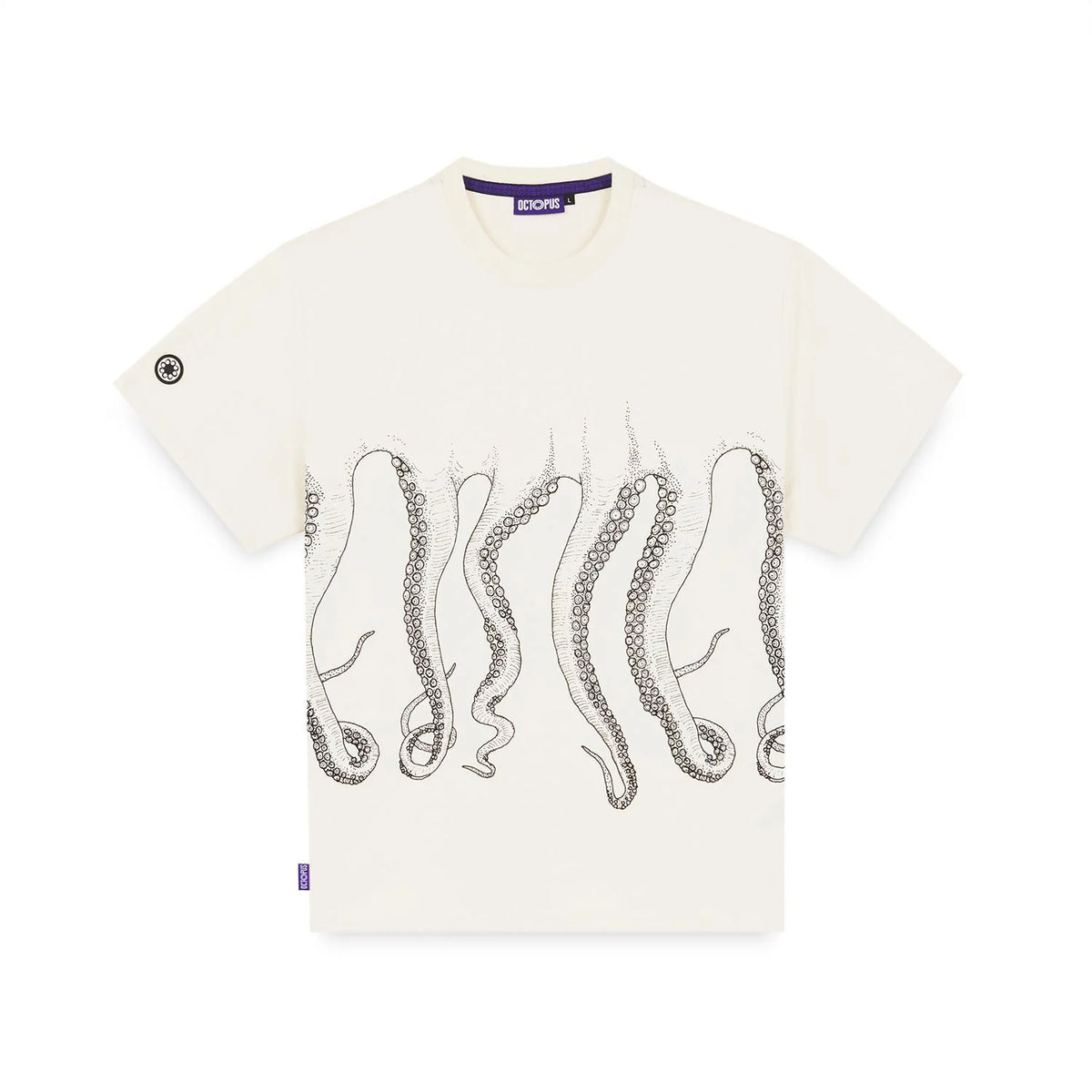 Octopus Herren-Kurzarm-Outline-T-Shirt