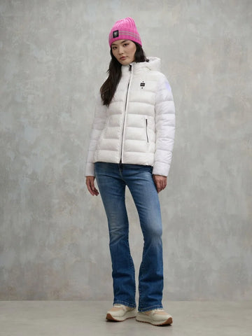 Blauer Giacca Piumino da donna a righe Caroll bianco