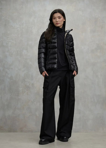 Blauer Giacca Piumino da donna a righe Caroll nero