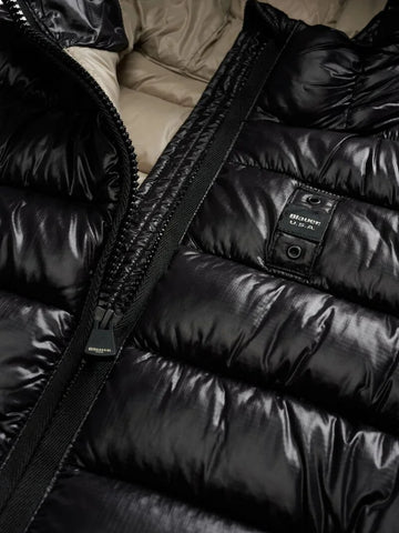 Blauer Giacca Piumino da donna a righe Caroll nero