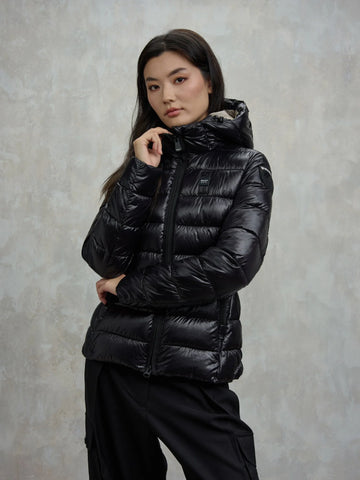 Blauer Giacca Piumino da donna a righe Caroll nero