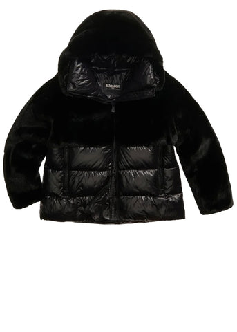 Blauer Giacca da donna in nylon e pelliccia Fanevil nero