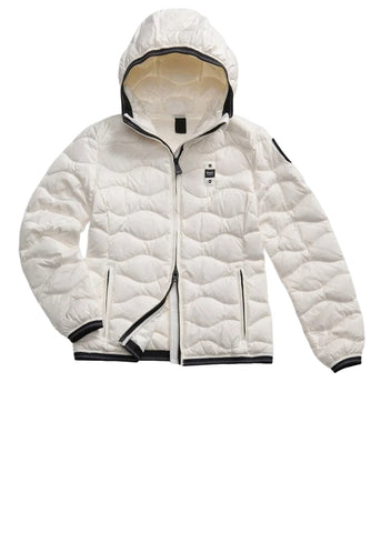 Blauer Giacca Piumino da donna ad onde Camelia bianco