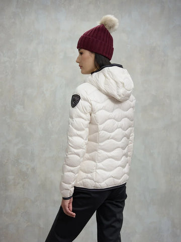 Blauer Giacca Piumino da donna ad onde Camelia bianco