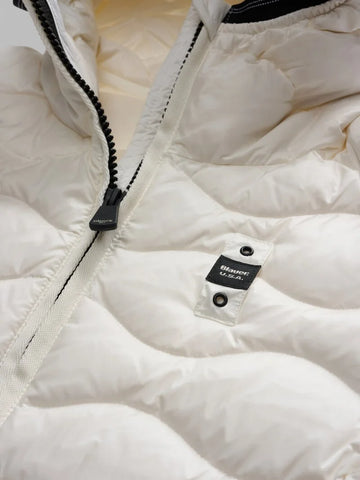 Blauer Giacca Piumino da donna ad onde Camelia bianco