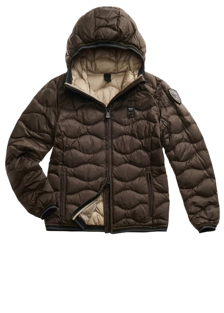 Blauer Giacca Piumino da donna ad onde Camelia marrone