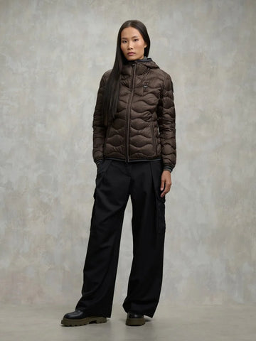 Blauer Giacca Piumino da donna ad onde Camelia marrone