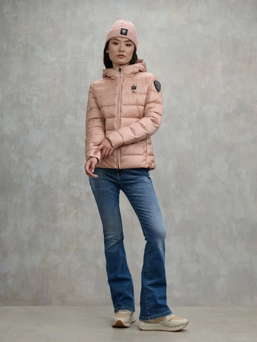 Blauer Giacca Piumino da donna Sfiancato Charme rosa