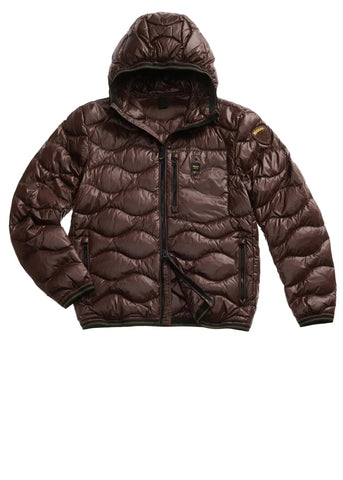 Blauer Giacca Piumino da uomo a onde Wave marrone
