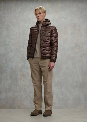 Blauer Giacca Piumino da uomo a onde Wave marrone