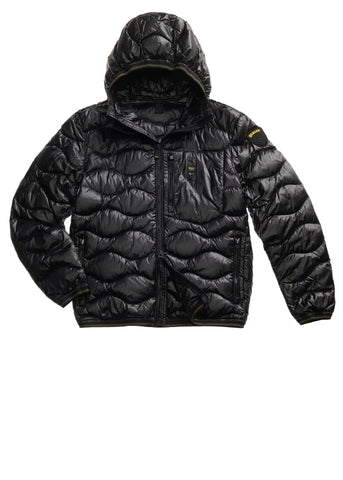 Blauer Giacca Piumino da uomo a onde Wave nero