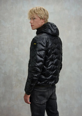 Blauer Giacca Piumino da uomo a onde Wave nero