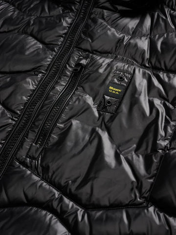 Blauer Giacca Piumino da uomo a onde Wave nero