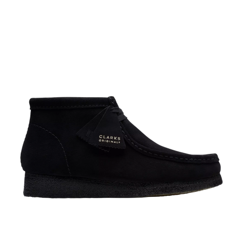 Clarks Scarpe da uomo in camoscio Wallabee Boot nero