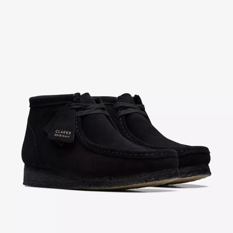 Clarks Scarpe da uomo in camoscio Wallabee Boot nero