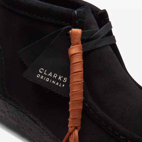 Clarks Scarpe da uomo in camoscio Wallabee Boot nero