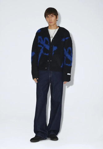 Dr Denim Cardigan unisex Dig F Black Blue Bloom