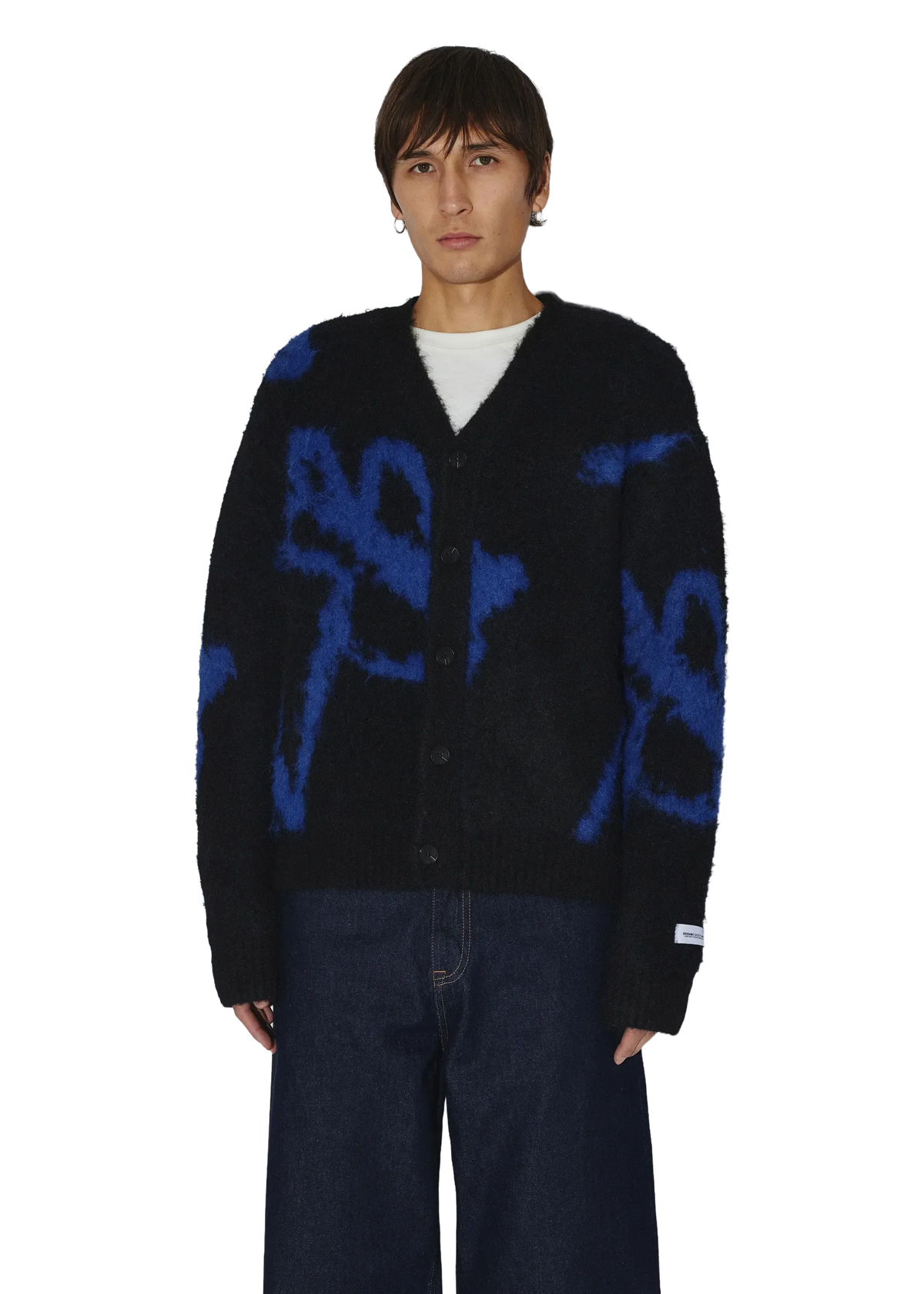 Dr Denim Cardigan unisex Dig F Black Blue Bloom