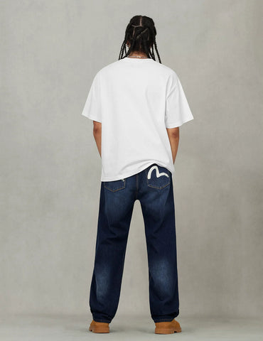Evisu T-Shirt da uomo manica corta Seagull Emb. bianca