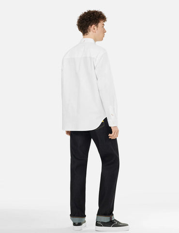 Evisu Camicia da uomo manica lunga Seagull Print Oxford bianca